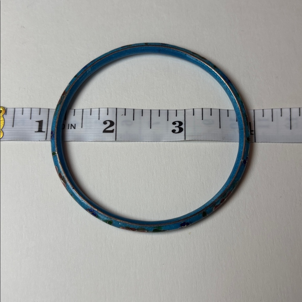 Three Cloisonné Bangle Bracelets - Teal, Blue and Dark Red - Picture 6 of 6